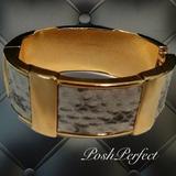 J. Crew Jewelry | J. Crew Hinged Cuff Bracelet Goldtonesnakeskin | Color: Black/Gold/Gray/White | Size: Os