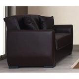Latitude Run® Chinere 65" Wide Faux Leather Cushion Back Convertible Sofa Faux Leather/Wood/Solid Wood in Brown, Size 31.5 H x 65.0 W x 31.5 D in