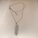 Free People Jewelry | Free People Crystal And Silver Necklace | Color: Silver/White | Size: 30 Inch Chain