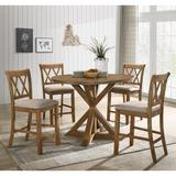 Gracie Oaks Bethsabee 5 - Piece Counter Height Dining Set Wood in Brown | Wayfair 70E79F76AFD84A56AC7F7700CC29797F