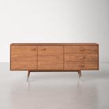 AllModern Gardner 71" Wide 3 Drawer Solid Wood Sideboard Wood in Brown/Green, Size 30.5 H x 71.0 W x 16.0 D in | Wayfair