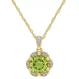 "Stella Grace 14K Gold Peridot & Diamond Accent Pendant Necklace, Women's, Size: 17"", Green"