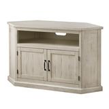 Benjara Rustic Style 49.5 in. White Wooden Corner TV Stand with 2 Door Cabinet Fits TV's up to 55 in.