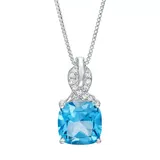 "Sterling Silver Blue Topaz & Diamond Accent Pendant Necklace, Women's, Size: 18"""