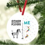 The Holiday Aisle® Funny Metal Other Basketball Players Me Horse Unicorn Hanging Figurine Ornament Metal in Gray/White | Wayfair