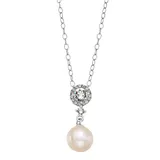 "Sterling Silver Freshwater Cultured Pearl & Crystal Accent Pendant Necklace, Women's, Size: 18"", White"