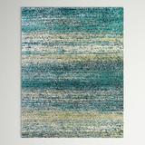 Blue/White Area Rug - Sand & Stable™ Loudres Teal Area Rug Polypropylene in Blue/White, Size 94.0 W x 1.18 D in | Wayfair