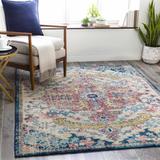 Corrimal 5'3" Square Traditional Aqua/Burgundy/Off White/Yellow/Ink Blue/Slate Area Rug - Hauteloom