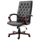 Hokku Designs Arola Wooden Hight Back Executive Chair Wood/Upholstered in Black/Brown/Red, Size 46.75 H x 26.25 W x 31.5 D in | Wayfair