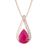 "Gemminded 10k Rose Gold Ruby Pendant & Diamond Accent Necklace, Women's, Size: 18"", Red"