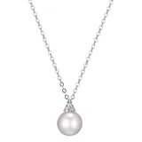 "Maralux Sterling Silver Freshwater Cultured Pearl & Diamond Accent Pendant Necklace, Women's, Size: 18-20"" ADJ, White"