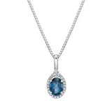 "Gemminded 10k White Gold 1/6 Carat T.W. Diamond & London Blue Topaz Pendant Necklace, Women's, Size: 18"""