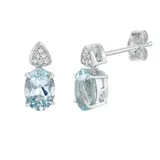 Gemminded 10k White Gold Aquamarine & Diamond Accent Drop Earrings, Women's, Pink