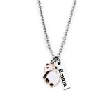 Pebbles Jones Kids Girls' Necklaces Silver - Stainless Steel Personalized Name Panda Necklace With Swarovski Crystals