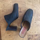Michael Kors Shoes | Michael Kors Heeled Slide Mules In Black Suede | Color: Black | Size: 7.5