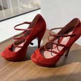 Gucci Shoes | Gucci Triple Strap Mary Jane Heel, Size 36.5 | Color: Red | Size: 6.5
