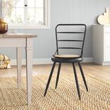 Sand & Stable™ Sedrick Metal Ladder Back Folding Side Chair in Black in Black/Brown/Gray, Size 34.6 H x 19.7 W x 17.7 D in | Wayfair