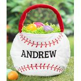 Personalized Planet Totebags - White & Red Personalized Baseball Plush Treat Bag