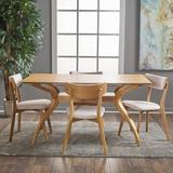 George Oliver Bryona 4 - Person Solid Wood Dining Set Wood/Upholstered Chairs in Brown, Size 29.53 H in | Wayfair 04DE2C98B9F0480E926B97405F3285A2