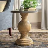 Birch Lane™ Helsinki Pedestal End Table Wood/Aluminum in Brown/Gray, Size 26.0 H x 22.0 W x 22.0 D in | Wayfair 5F7A9654874046E8AC7F28B4E9AF03CD
