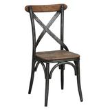 Birch Lane™ Abe Cross Back Side Chair in Oak Brown Wood in Black/Brown, Size 36.0 H x 18.0 W x 19.0 D in | Wayfair 048269EFFCFD4F259691C9BCC53196A0