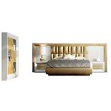 Hispania Home London Bedor136 Bedroom Set 4 Pieces Upholstered, Leather in Brown, Size King | Wayfair BEDOR136-SET4KM