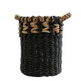 Rosecliff Heights Woven Raffia Laundry Basket w/ Loop Handles Plastic in Black, Size 12.0 H x 10.0 W x 10.0 D in | Wayfair