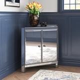 Willa Arlo™ Interiors Arleigh 2 - Door Mirrored Corner Accent Cabinet, Solid Wood, Size 32.0 H x 31.0 W x 17.5 D in | Wayfair