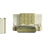 Hispania Home London BEDOR05 Bedroom Set 4 Pieces Upholstered, Leather in Brown/White | Wayfair BEDOR05-SET4K