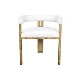 Worlds Away Jude Linen Arm Chair in White Upholstered/Fabric in Brown/White, Size 27.5 H x 22.0 W x 23.0 D in | Wayfair JUDE BW