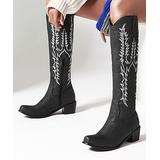 BUTITI Women's Western Boots BLACK - Black Cowboy Boots - Women