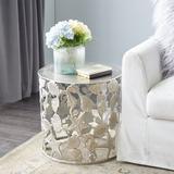 Rosecliff Heights Alexandre Drum End Table Aluminum in Gray, Size 18.1 H x 19.5 W x 18.05 D in | Wayfair 685A8C9F72834460866C74BE1B207024