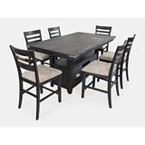 Wade Logan® Morman Counter Height Extendable Dining Set Wood/Upholstered Chairs in Gray/Black, Size 36.0 H in | Wayfair 1851-72-BS420KD-KT