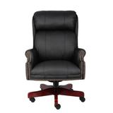 Birch Lane™ Milnor Executive Chair Upholstered, Wood in Black/Brown/Gray, Size 46.0 H x 28.5 W x 32.5 D in | Wayfair
