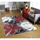Red Area Rug - Bayou Breeze Shaver Floral Gray/Area Rug Polypropylene in Red, Size 103.0 W x 0.28 D in | Wayfair 949CD7215079419289ABE9E756D1F21A