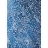 Blue Indoor Area Rug - Orren Ellis Geometric Area Rug Polyester/Wool in Blue, Size 144.0 H x 96.0 W x 0.35 D in | Wayfair
