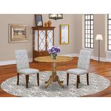 Alcott Hill® Selig Drop Leaf Rubberwood Solid Wood Dining Set Wood/Upholstered Chairs in Brown, Size 29.5 H in | Wayfair