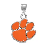 LogoArt Sterling Silver Rhodium Plated Clemson Tigers Small Enamel Pendant, Women's, Size: 19 mm, Orange