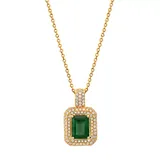 Effy® 1.42 Ct. T.w. Emerald And 3/8 Ct. T.w. Diamond Necklace In 14K Yellow Gold, 16 In