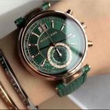Michael Kors Accessories | Michael Kors Sawyer Analog Green Dial Watch | Color: Gold/Green | Size: Os