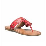 Coach Shoes | 7.5 Coach Red Tassel Sandals Flip Flip Thong | Color: Red/Tan | Size: 7.5