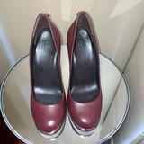 Gucci Shoes | Gucci Nappa Charlotte Scarlatto Pumps Heel Round | Color: Red | Size: 8
