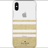 Kate Spade Accessories | Kate Spade Iphone Xs Max Gold Glitter Stripe Case | Color: Gold | Size: Iphone Xs Max