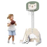 Costway 3-in-1 Adjustable Kids Basketball Hoop Sports Set-Green
