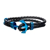 "Men's Stainless Steel Anchor Leather Bracelet, Size: 8.5"", Multicolor"