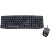 Verbatim Slimline Corded USB Keyboard & Mouse, Black