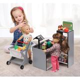 Badger Basket Fresh Market Doll Playset w/ Shopping Cart & Accessories Wood in Brown, Size 22.0 H x 15.0 W x 14.75 D in | Wayfair 12030