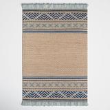 Joss & Main Alberta Geometric Handmade Flatweave Beige/Area Rug Cotton/Wool/Jute & Sisal in Blue, Size 72.0 W x 0.2 D in | Wayfair