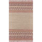 Joss & Main Geometric Handmade Flatweave Beige/Area Rug Cotton/Wool/Jute & Sisal in Pink, Size 72.0 W x 0.2 D in | Wayfair