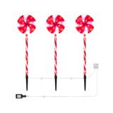 Alpine Corporation Holiday Lighting - 28'' Red & White Candy Cane Pathway Light - Set of Three